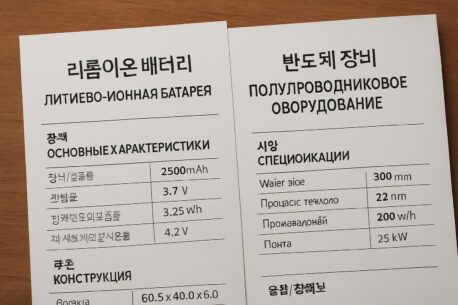 Тонкости письменного перевода техдокументации с корейского на русский: спецификации на аккумуляторные батареи и полупроводниковое оборудование